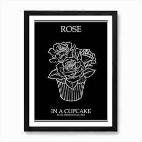 Rose In A Cupcake Line Drawing 1 Poster Inverted Póster