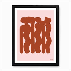 The Dance Maroon And Light Pink Abstract Minimalist Art Print