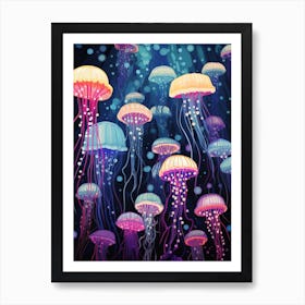 Rainbow Jellyfish Illustrations 4 Art Print