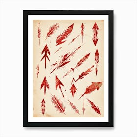 Brushstroke Designed Hand Drawn Arrow Icons Detailed Brushwork Strokes Visible Mix Of Red And Bro (4) Art Print