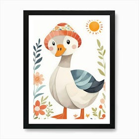 Floral Cute Baby Goose Nursery Illustration (28) Art Print