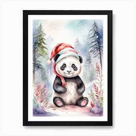Cute Happy Baby Panda In Forest Art Print