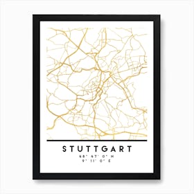 Stuttgart Germany City Street Map Art Print