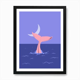 Whale Tail and moon 1 Art Print