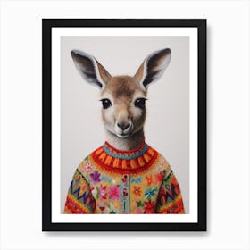 Baby Animal Wearing Sweater Kangaroo 3 Art Print