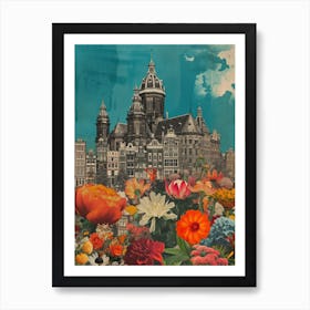 Amsterdam   Floral Retro Collage Style 3 Art Print