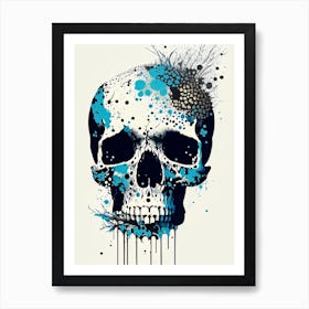 Skull With Splatter Effects 1 Line Drawing Art Print