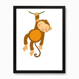 Monkey Hanging On A Branch 1 Art Print