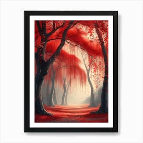 Red Trees In The Forest 1 Art Print