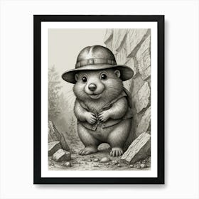 Squirrel In A Hat Art Print