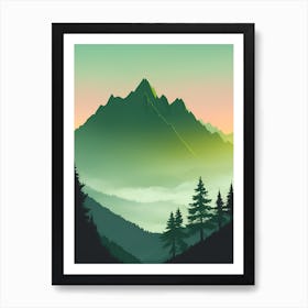 Misty Mountains Vertical Composition In Green Tone 115 Art Print