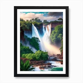 Iguazu Falls Of The South, Argentina Realistic Photograph (1) Art Print