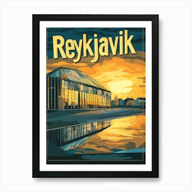 Aihrgdesign A Mid Century Modern Travel Poster For Reykjavik 4 Art Print