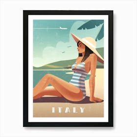 Italy - Boho Retro travel poster Art Print