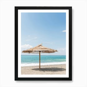 Beach Umbrella On The Beach In Calabria In Italy Art Print