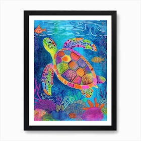 Rainbow Doodle Sea Turtle 2 Art Print