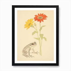 Frog And Daisy,  Matsumoto Hoji Inspired Japanese 1 Art Print