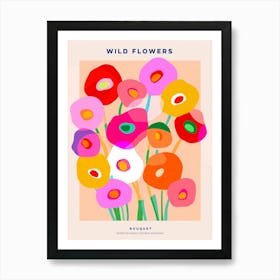 Minimal Floral bouquet Matisse Peach Fuzz Art Print