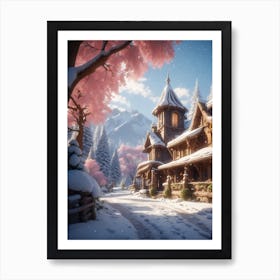 Snowy Village Art Print