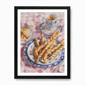 Pink Breakfast Food Cheese Straws 2 Art Print