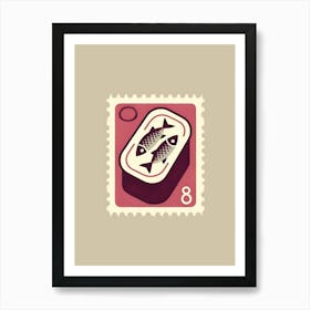 Fish Sardines Postage Stamp Illustration Art Print