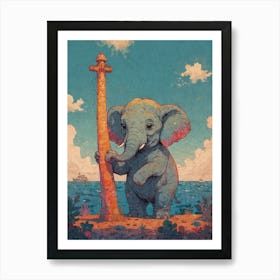 Elephant On The Beach Art Print