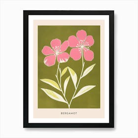 Pink & Green Bergamot 2 Flower Poster Art Print