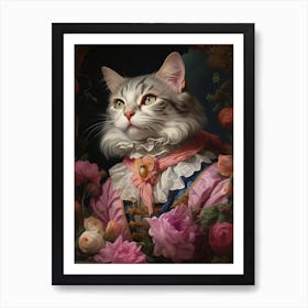 Cat In Medieval Wear Portrait Art Print