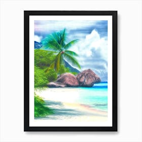 La Digue Seychelles Soft Colours Tropical Destination Art Print