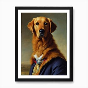 Golden Retriever Renaissance Portrait Oil Painting Poster