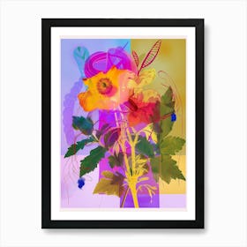 Buttercup 3 Neon Flower Collage Art Print