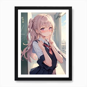 Anime Girl In School Uniform 4 Art Print