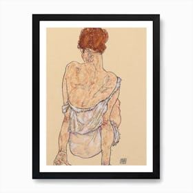 Seated Woman In Underwear, 1917 by Egon Schiele Art Print