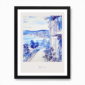 Nice France 4 Mediterranean Blue Drawing Poster Art Print