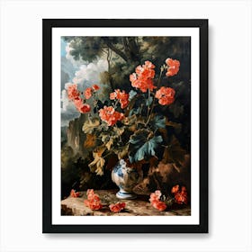 Baroque Floral Still Life Geranium 1 Art Print