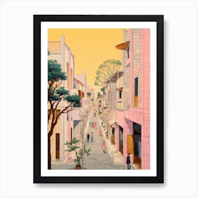 Limassol Cyprus 1 Vintage Pink Travel Illustration Art Print