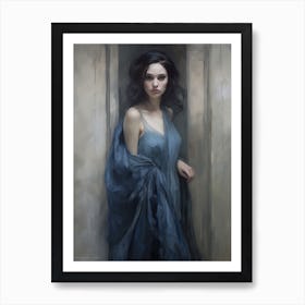 Woman In A Blue Dress 2 Art Print