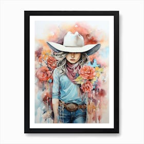 Cowgirl Watercolour Flower 3 Art Print