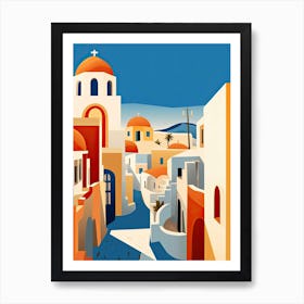 Santorini, Greece, Bold Outlines 4 Art Print
