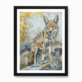 Coyote Precisionist Illustration 2 Art Print