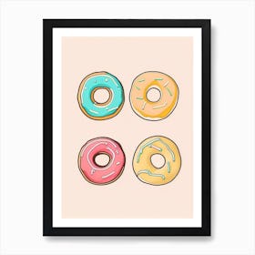 Donuts Dessert Minimal Line Drawing 1 Flower Art Print