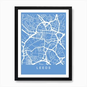 Leeds Map Blueprint Art Print