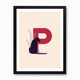 Letter P Panther Art Print