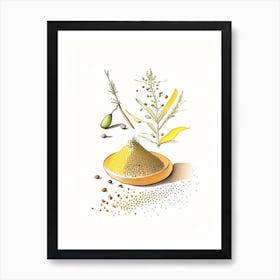 Mustard Seed Spices And Herbs Pencil Illustration 5 Art Print
