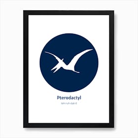 Dinosaur Pterodactyl Blue Nursery Art Print