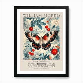 William Morris Prints Butterfly Red Christmas Gift Winter Vintage Art Print