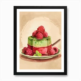 Rasperry & Green Jelly Dessert Art Print