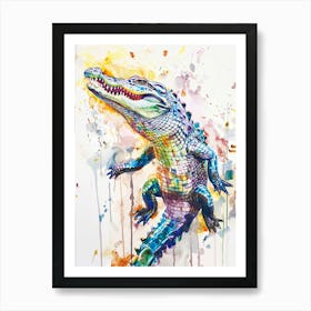 Crocodile Colourful Watercolour 3 Art Print