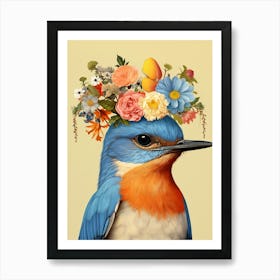 Bird With A Flower Crown Eastern Bluebird 4 Art Print