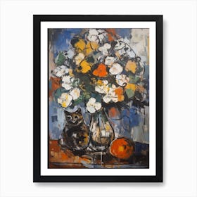 Hydrangea With A Cat 4 Abstract Expressionism  Art Print